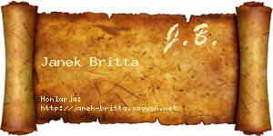 Janek Britta névjegykártya